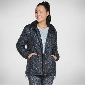 Skechers GOwalk Midnight Puffer Jacket, Black / Navy Size Large, Like New